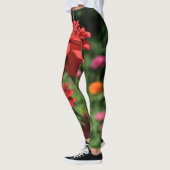 Blütengarten mit rotem Orangenblumen Leggings (Links)