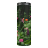 Blütengarten mit rotem Orangenblumen Thermosbecher (Rückseite)
