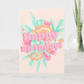 Blütengebäck Geburtstag Foto Kalligraphie Karte (Vorderseite)