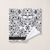 Blütengebürstetes Schwarz-Weiß-Set Badhandtuch Set (Waschlappen)