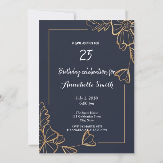 Blütengeburtstag der Marine Einladung (Vorderseite)