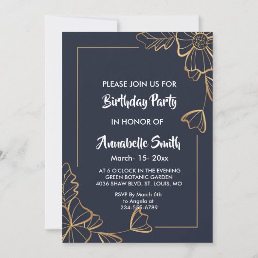 Blütengeburtstag der Marine Einladung (Vorderseite)