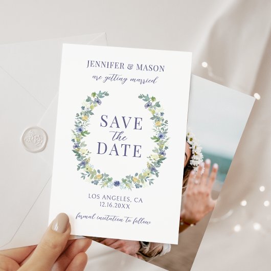 Blütengelb Save the Date Foto Einladung