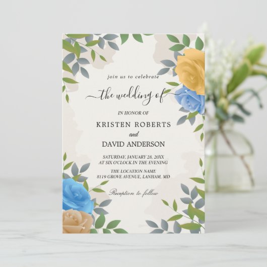 Blütengelb und blau einladung (Stehend Vorderseite)