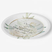 Blütengelbe Rose Sommerhochzeit Pappteller (Schrägansicht)