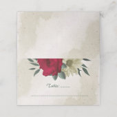 Blütengelbe rote Blumen botanische Hochzeit Platzkarte (Außenseite Aufgefaltet)