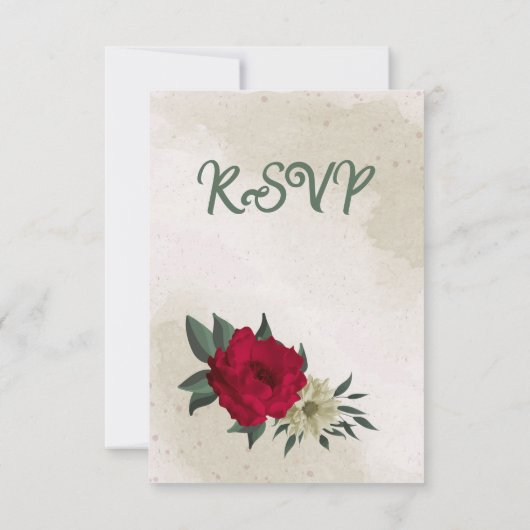 Blütengelbe rote Blumen botanische Hochzeit RSVP Karte (Rückseite)