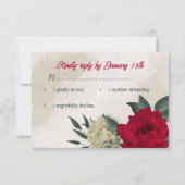Blütengelbe rote Blumen botanische Hochzeit RSVP Karte (Vorderseite)
