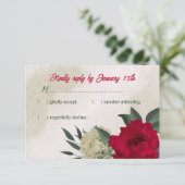 Blütengelbe rote Blumen botanische Hochzeit RSVP Karte (Stehend Vorderseite)