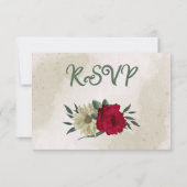 Blütengelbe rote Blumen botanische Hochzeit RSVP Karte (Rückseite)