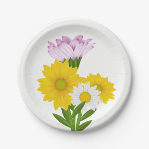 Blütengelbe Sonnenblume, Daisy Purple Blumen Pappteller