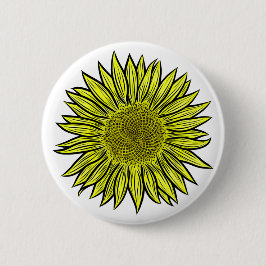 Blütengelbe Sonnenblume Hand gezogen Button