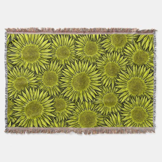 Blütengelbe Sonnenblume Hand gezogen Decke (Vorderseite)