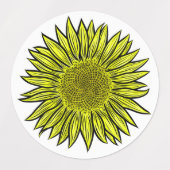 Blütengelbe Sonnenblume Hand gezogen Etiketten (Design 2)