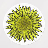 Blütengelbe Sonnenblume Hand gezogen Etiketten (Design 1)