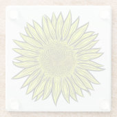 Blütengelbe Sonnenblume Hand gezogen Glasuntersetzer (Rückseite)