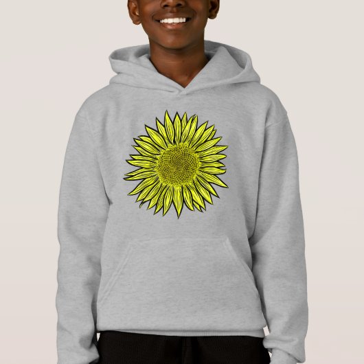 Blütengelbe Sonnenblume Hand gezogen Hoodie (Vorderseite)