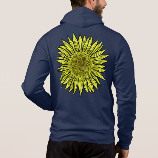 Blütengelbe Sonnenblume Hand gezogen Hoodie (Rückseite)