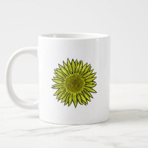 Blütengelbe Sonnenblume Hand gezogen Jumbo-Tasse