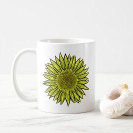 Blütengelbe Sonnenblume Hand gezogen Kaffeetasse