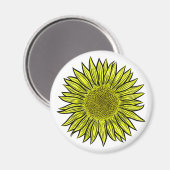 Blütengelbe Sonnenblume Hand gezogen Magnet (Vorderseite/Rückseite)