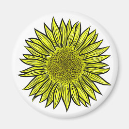 Blütengelbe Sonnenblume Hand gezogen Magnet