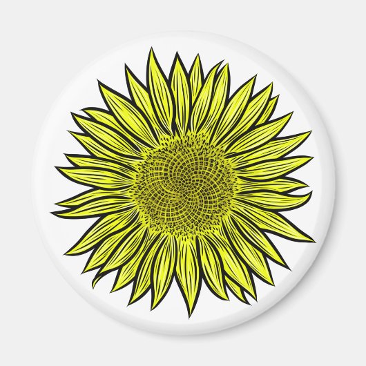 Blütengelbe Sonnenblume Hand gezogen Magnet (Vorne)