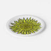 Blütengelbe Sonnenblume Hand gezogen Pappteller (Schrägansicht)