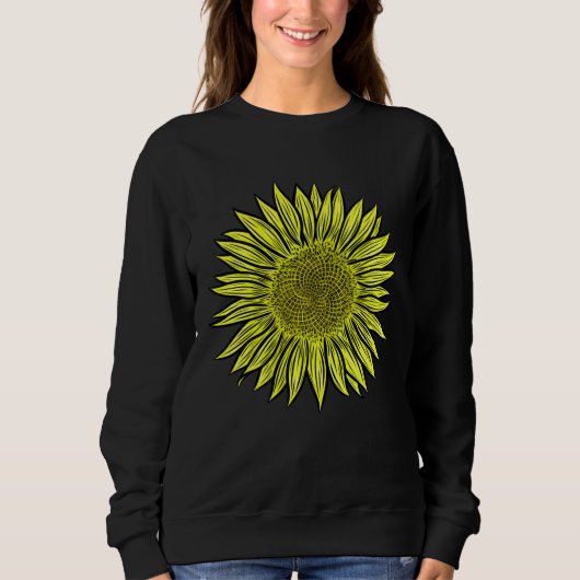 Blütengelbe Sonnenblume Hand gezogen Sweatshirt (Vorderseite)