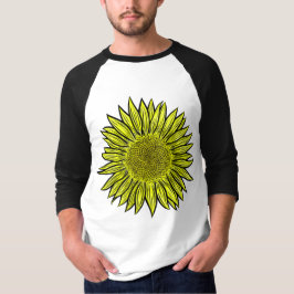 Blütengelbe Sonnenblume Hand gezogen T-Shirt