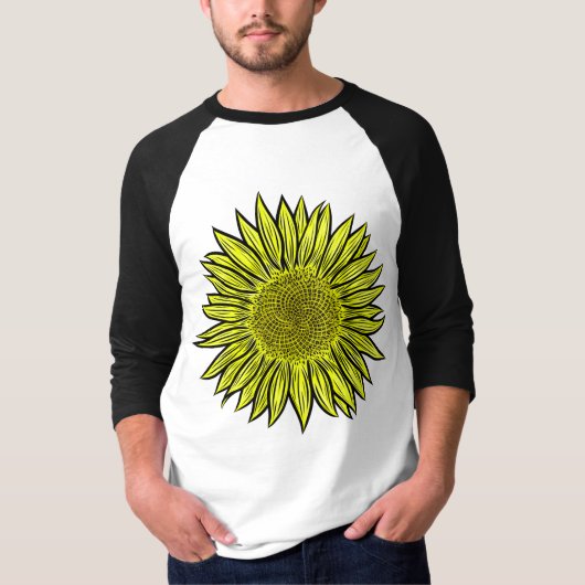 Blütengelbe Sonnenblume Hand gezogen T-Shirt (Vorderseite)