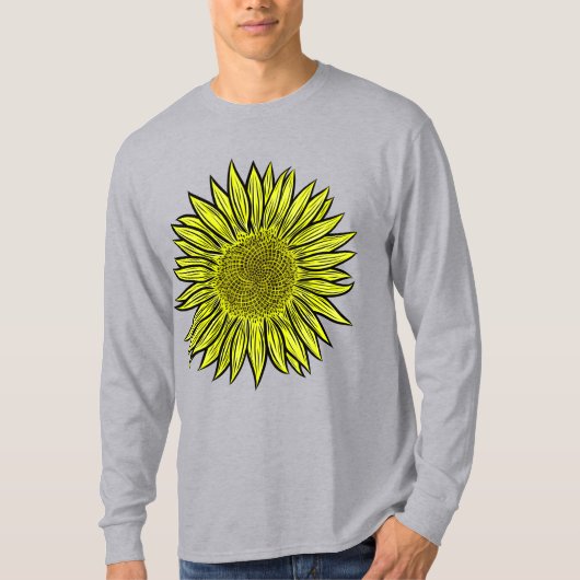 Blütengelbe Sonnenblume Hand gezogen T-Shirt (Vorderseite)