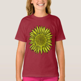 Blütengelbe Sonnenblume Hand gezogen T-Shirt