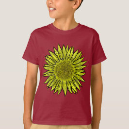 Blütengelbe Sonnenblume Hand gezogen T-Shirt