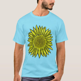 Blütengelbe Sonnenblume Hand gezogen T-Shirt
