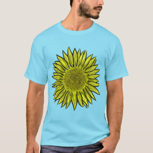 Blütengelbe Sonnenblume Hand gezogen T-Shirt