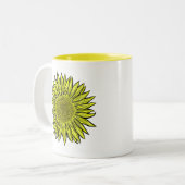 Blütengelbe Sonnenblume Hand gezogen Zweifarbige Tasse (Vorderseite Links)