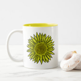 Blütengelbe Sonnenblume Hand gezogen Zweifarbige Tasse