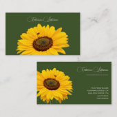 Blütengelbe Sonnenblume Kalligraphie dunkelgrün Visitenkarte (Vorne/Hinten)