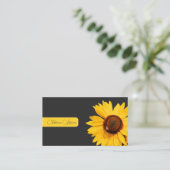 Blütengelbe Sonnenblumenkalligraphie dunkelgrau Visitenkarte (Stehend Vorderseite)
