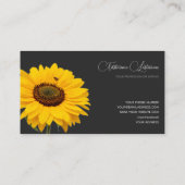 Blütengelbe Sonnenblumenkalligraphie dunkelgrau Visitenkarte (Rückseite)