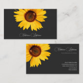 Blütengelbe Sonnenblumenkalligraphie dunkelgrau Visitenkarte (Vorne/Hinten)