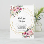 Blütengeometrische Hochzeit Einladung (Stehend Vorderseite)