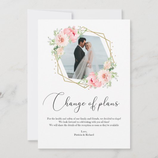 Blütengeometrische Veränderung der Pläne Einladung (Vorderseite)