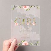 Blütengold Es ist eine Mädchen-Babydusche Acryleinladungen (Insitu (Handheld))