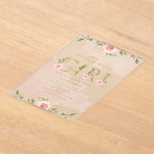 Blütengold Es ist eine Mädchen-Babydusche Acryleinladungen (Ablage )