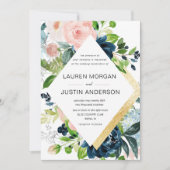 Blütengold-Hochzeitseinladung Einladung (Vorderseite)