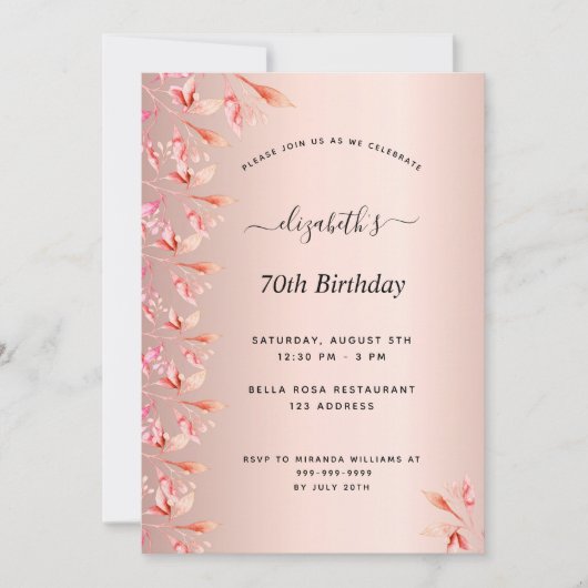 Blütengold-Rose Einladung (Vorderseite)