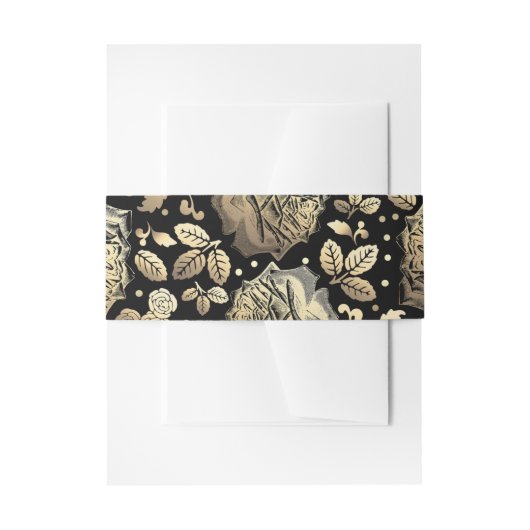 Blütengold und schwarze Vintage Einladungsbanderole (Vorderseite Beispiel)