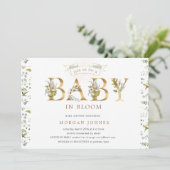 Blütengoldbaby in Blütendusche Einladung (Stehend Vorderseite)